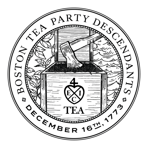 Round Logo for the Boston Tea Party Descendants Program December 16, 1773
