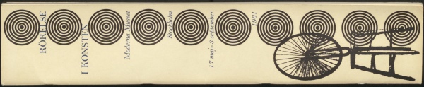full view of catalog with black line circles and bicycle wheel sculpture