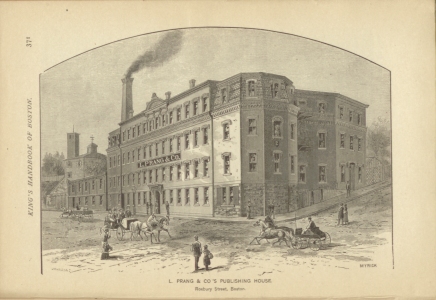 engraved illustration of the Prang Publishing building