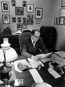 Portrait of Blackwell Markham Brogden Sr. in his office.