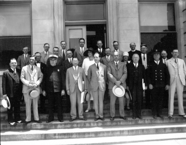 Durham dignitaries in front of City Hall.