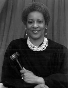 Portrait of Elaine M. Bushfan in her judges robes.