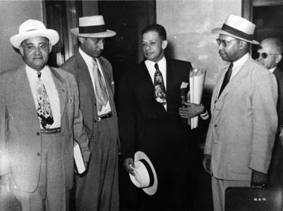 Photo of Hugh Thompson, Oliver Hill, John Wheeler, and Martin Martin, Durham lawyers.