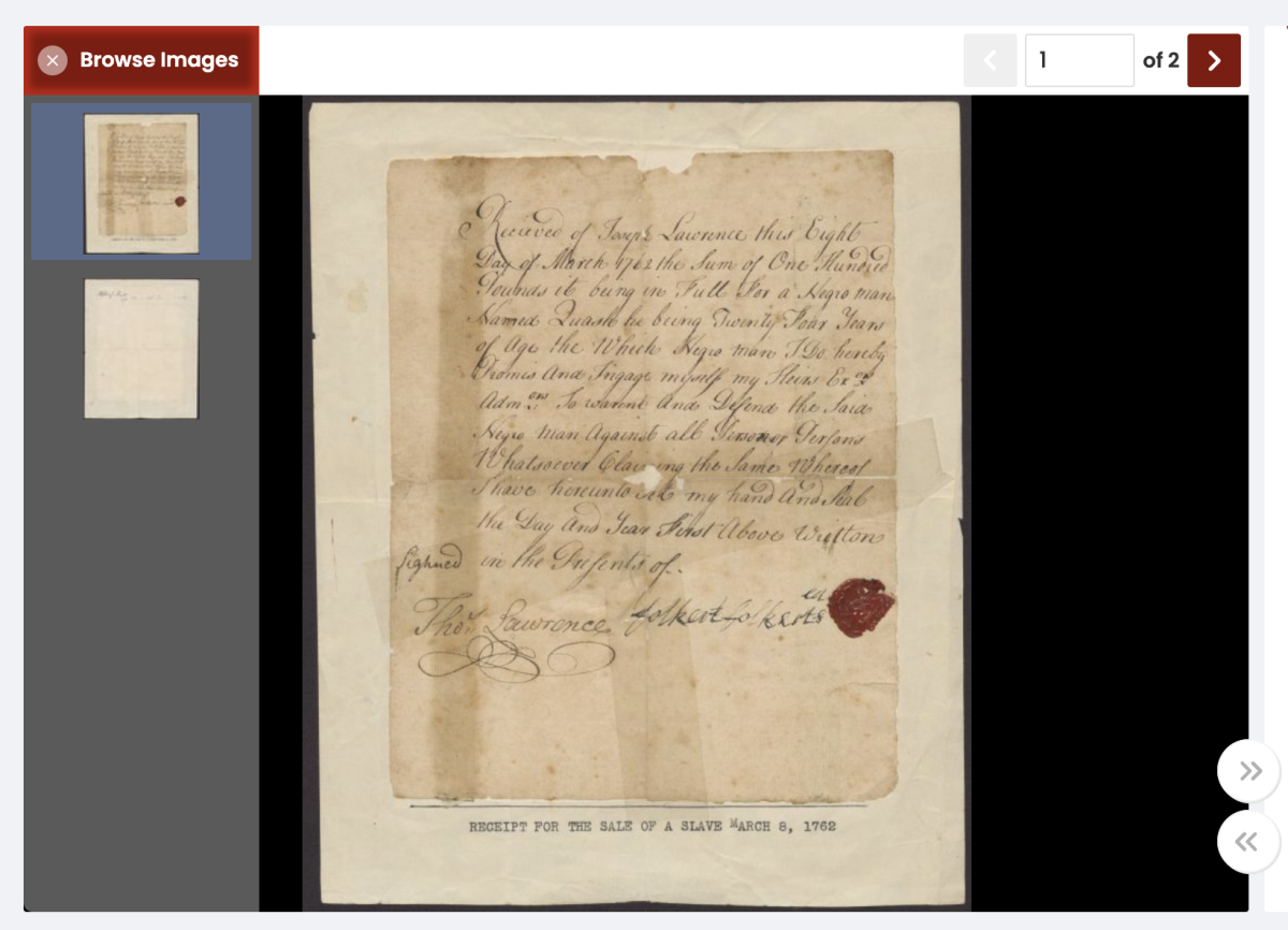 Side panel navigation expanded on the left of the document viewer to show ways of navigating between pages.