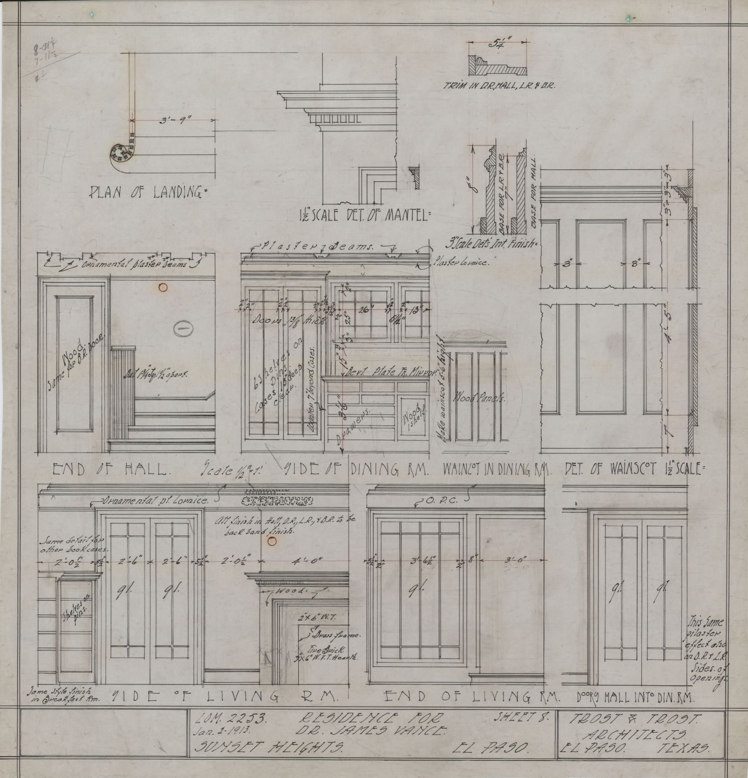 Architectural plan for the residence of Dr. James Vance.