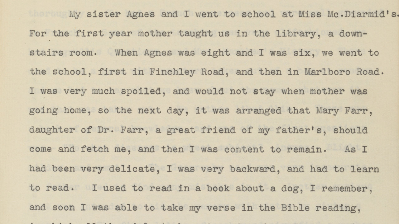Part of the Elizabeth Thomson memoir