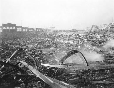Ruins of a building destroyed by fire