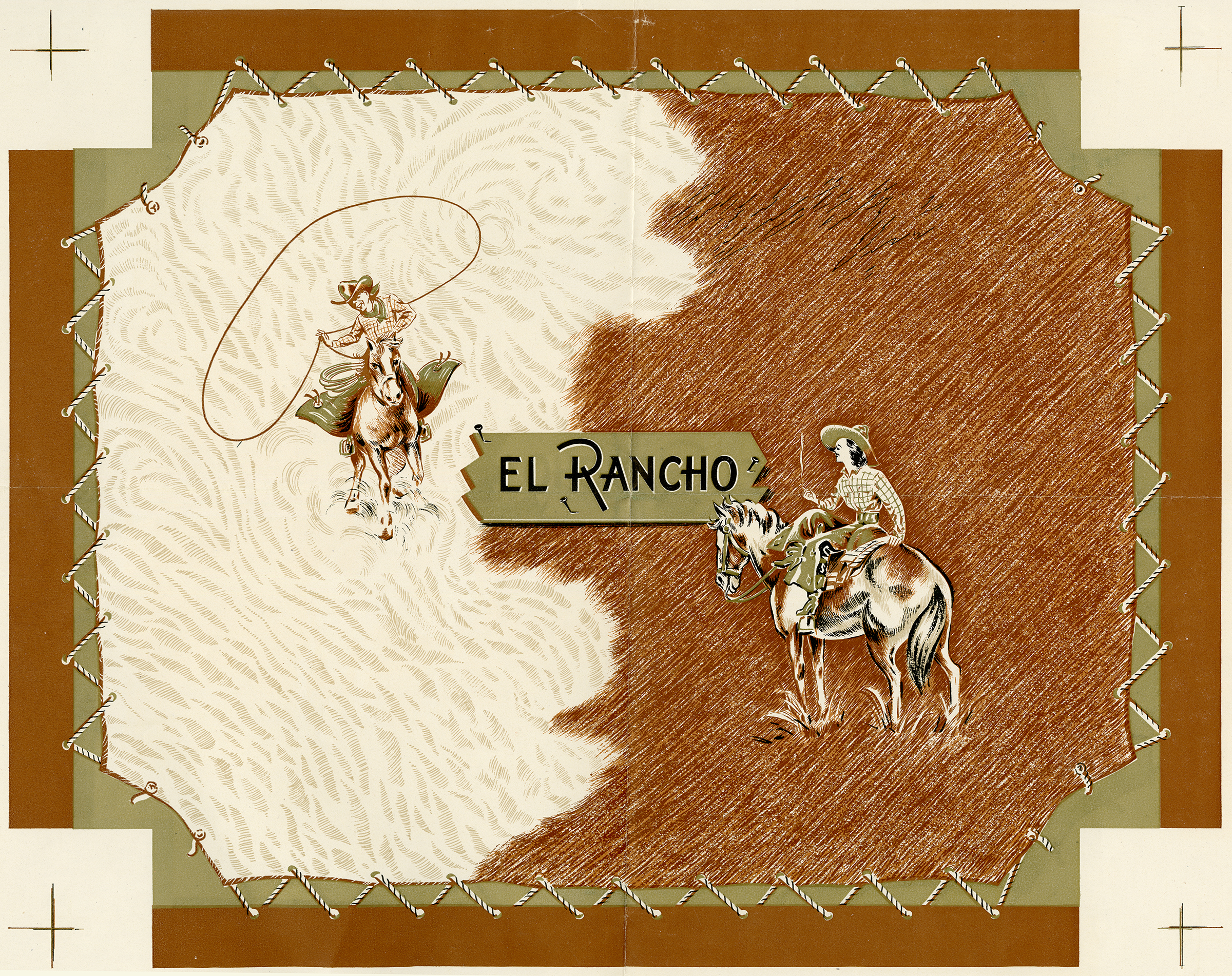 Cover of a menu design to appear like cowhide.