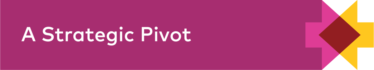 A magenta banner with "A Strategic Pivot" written in white.