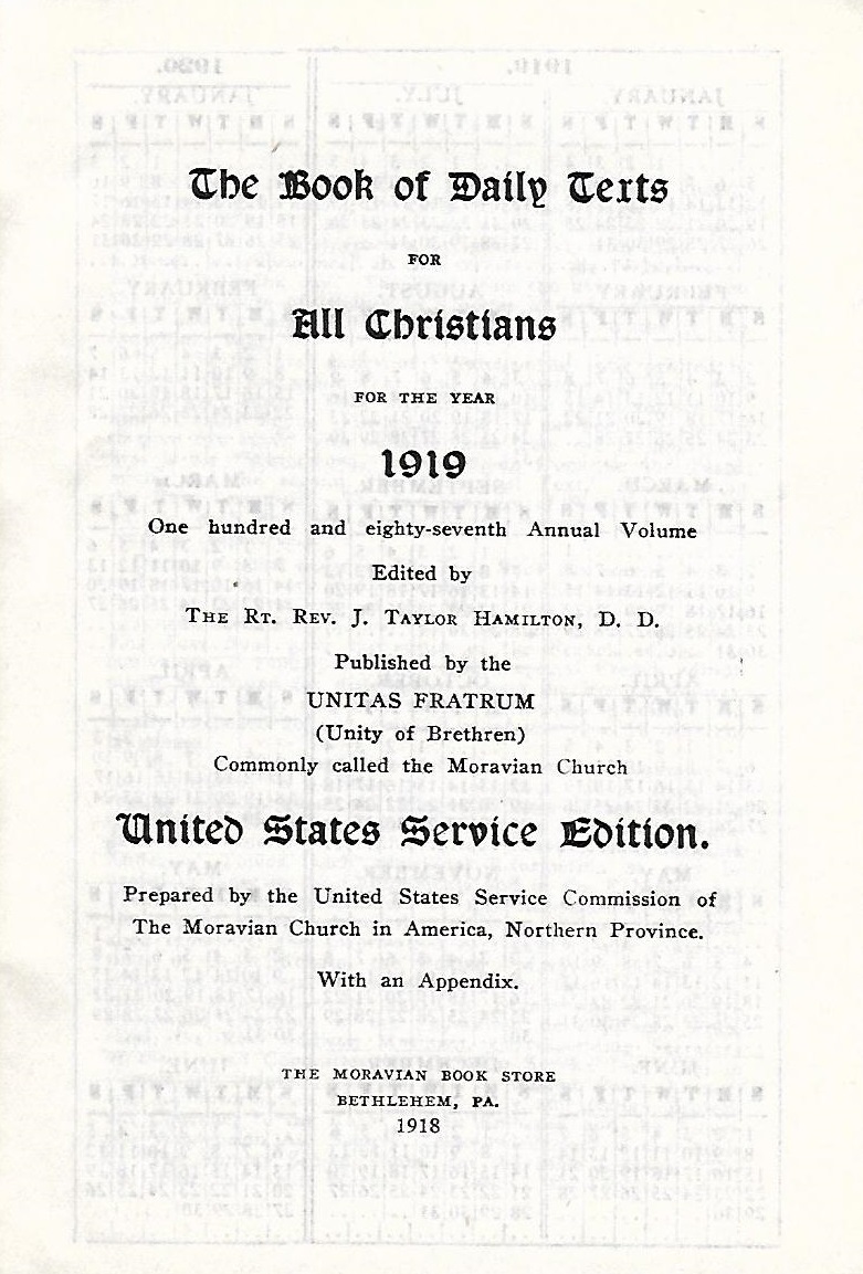 Title page of the 1919 U.S. Service edition of the Daily Text
