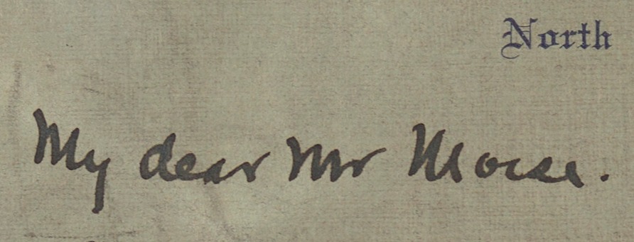 Handwritten text from a cropped letter, reading My dear Mr Morse