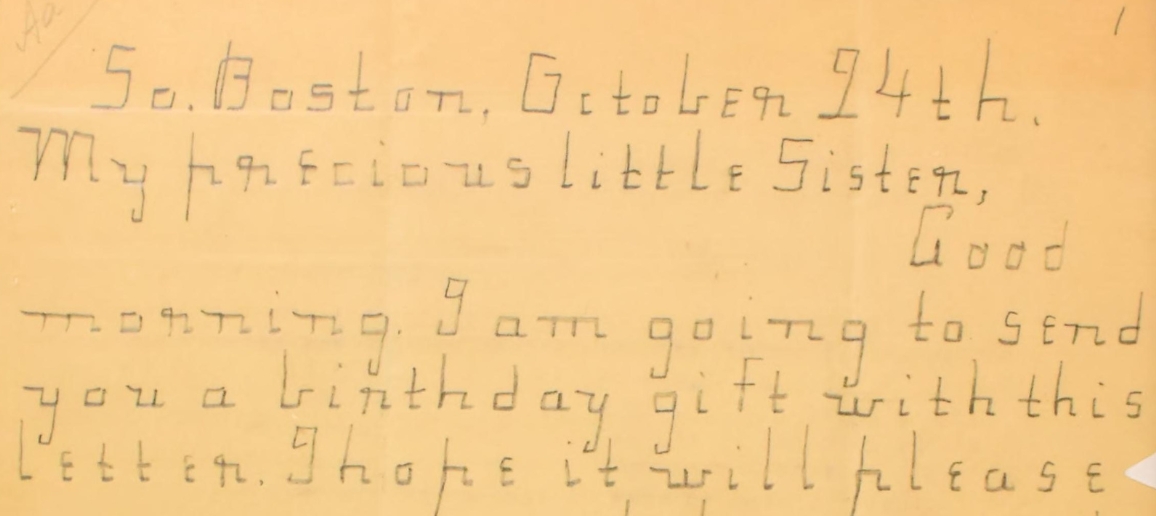 Excerpt of a letter from Helen Keller to Mildred Keller, her younger sister