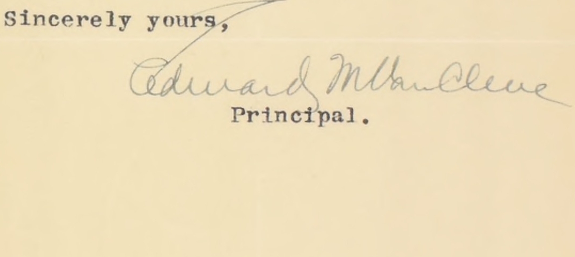 Exerpt of handwritten letter from Edward Van Cleve