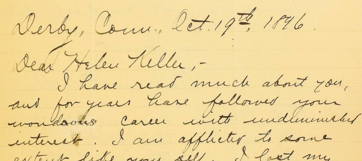 Excerpt from a handwritten letter to Helen Keller