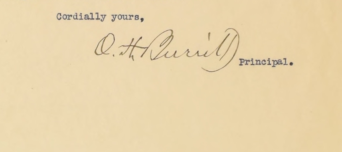Excerpt of letter from O.J. Burritt with his signature