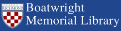 UR Shield Logo with "Boatwright Memorial Library" in text next to it. 