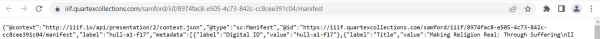 Browser displaying XML for a IIIF manifest