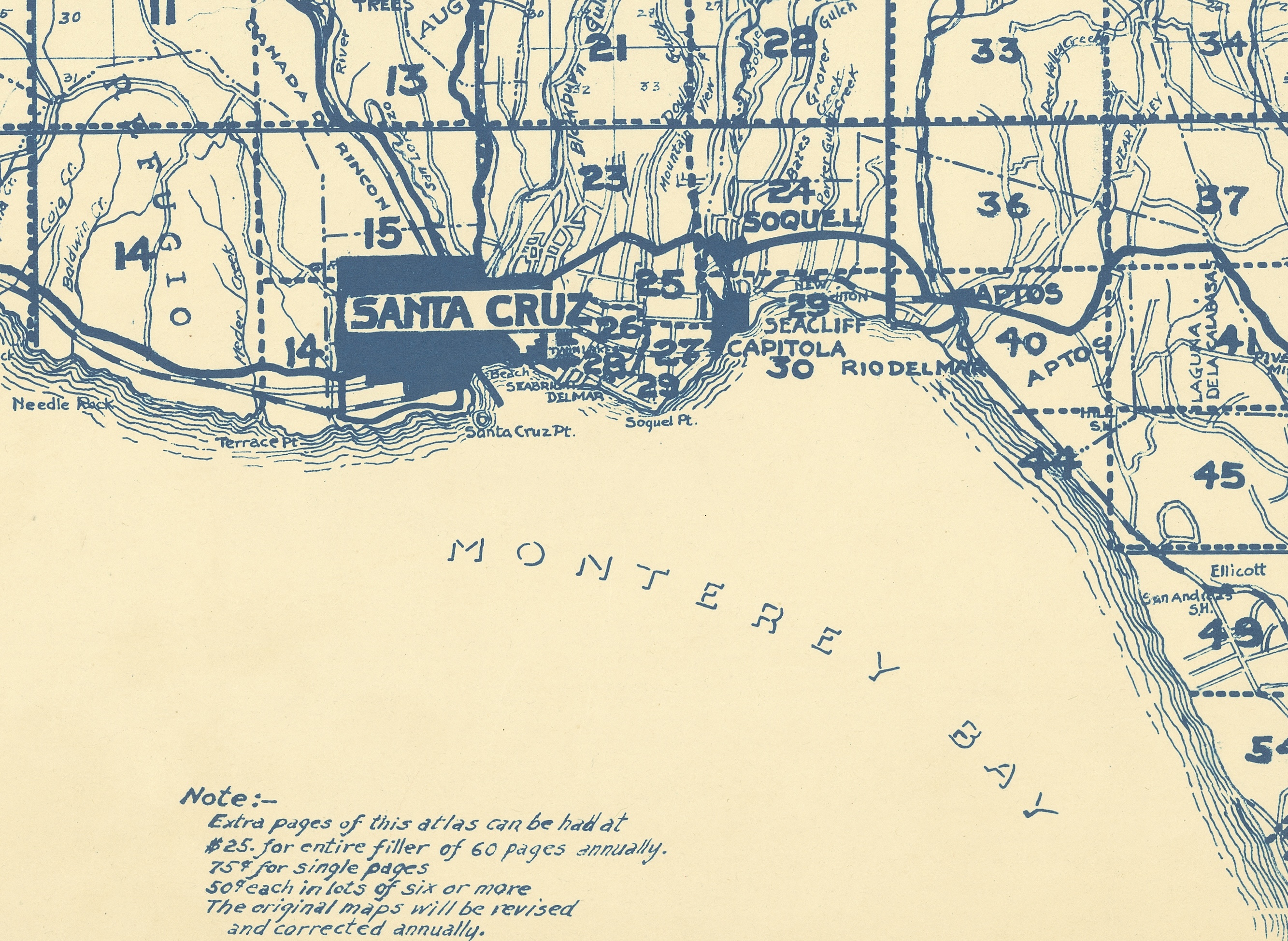 1944 early map of Santa Cruz