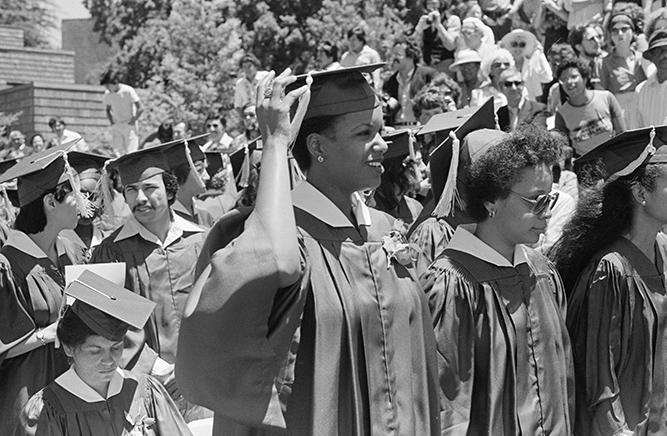 Students in the 1979 UCSC Oakes College Commencement Ceremony