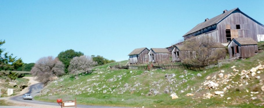 View of historic barn building on campus.