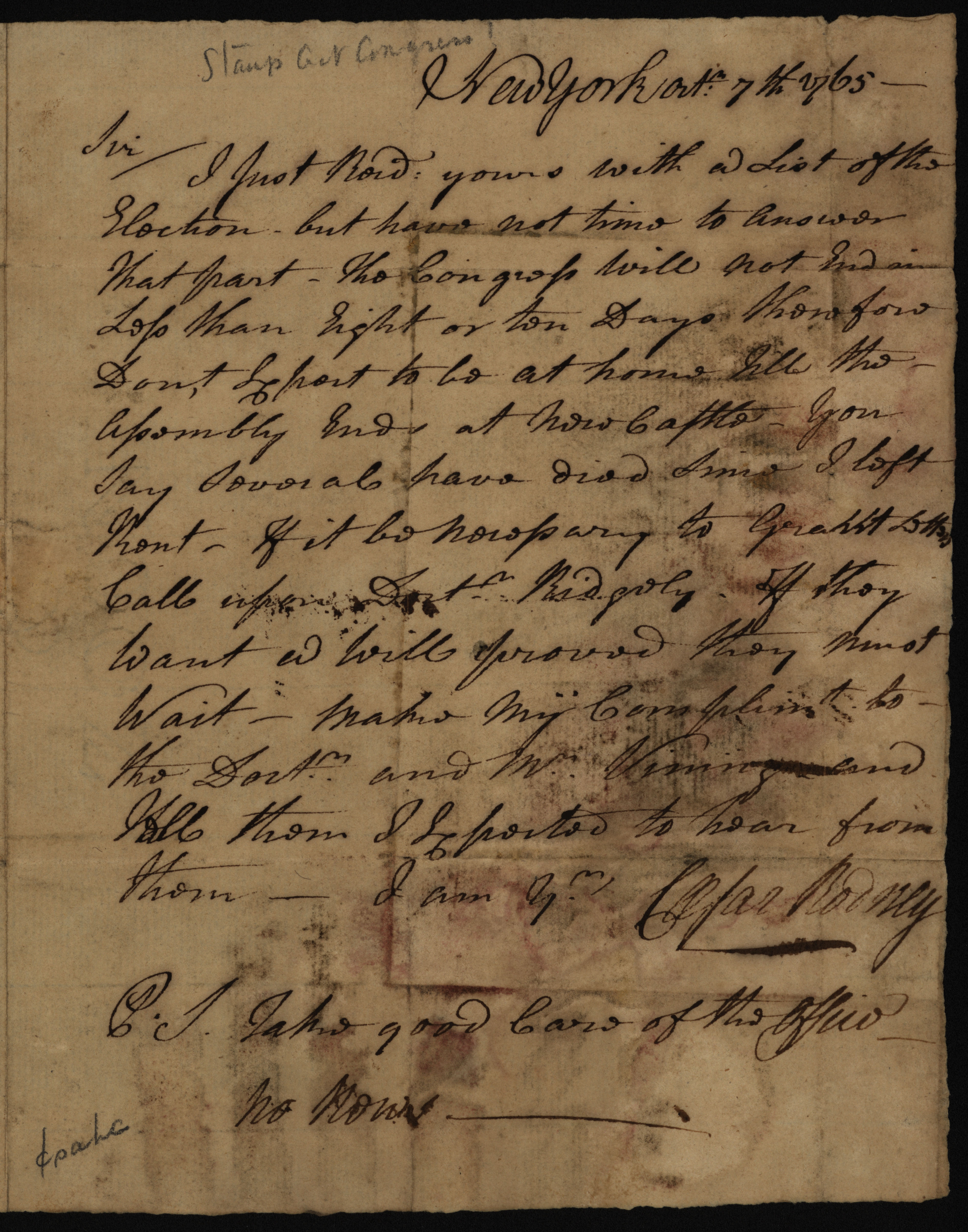 MSS 0098, F0058--Caesar Rodney letter to Thomas Rodney
