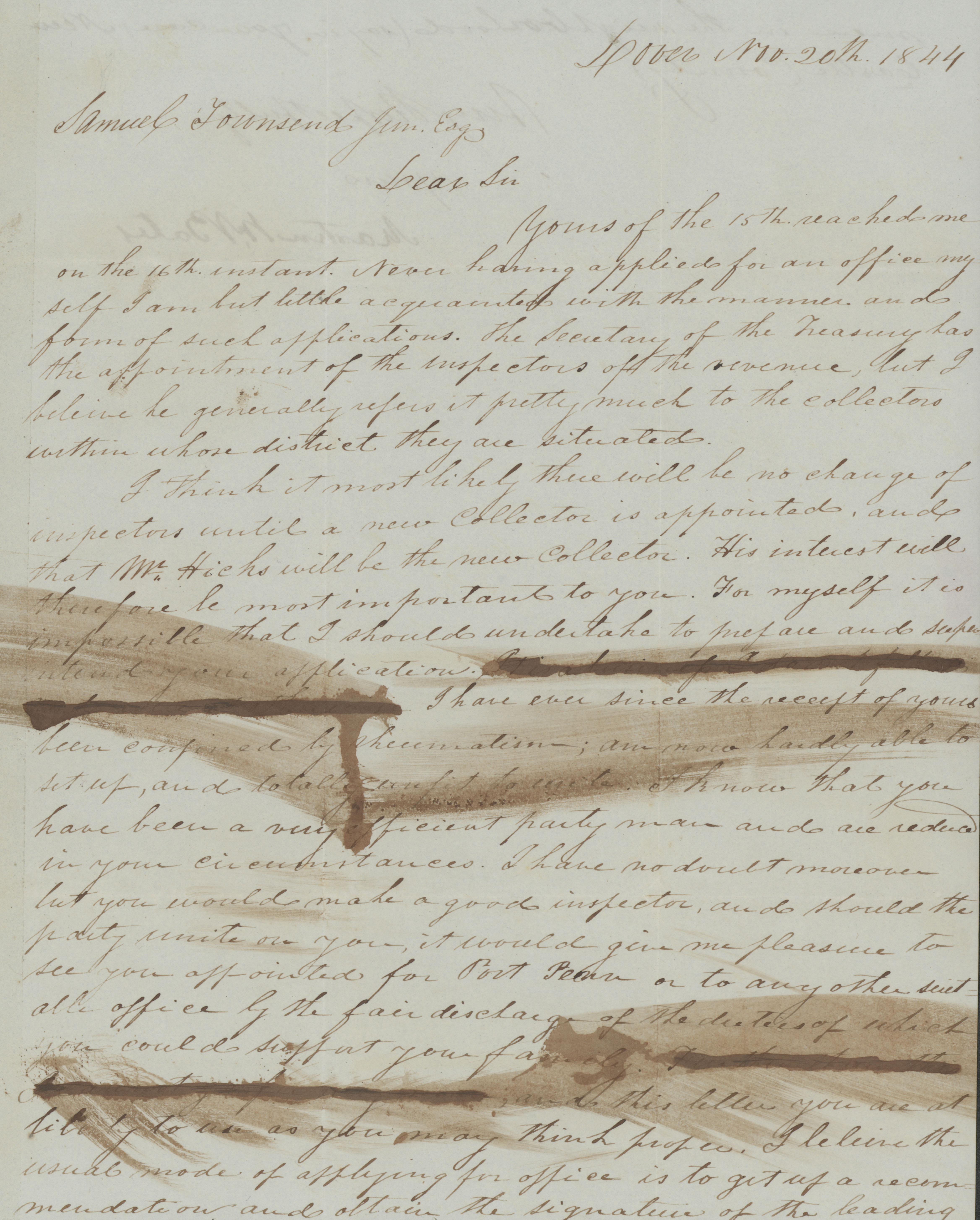 MSS 0445--Townsend family papers--Series II. Political and personal correspondence, 1843-1885