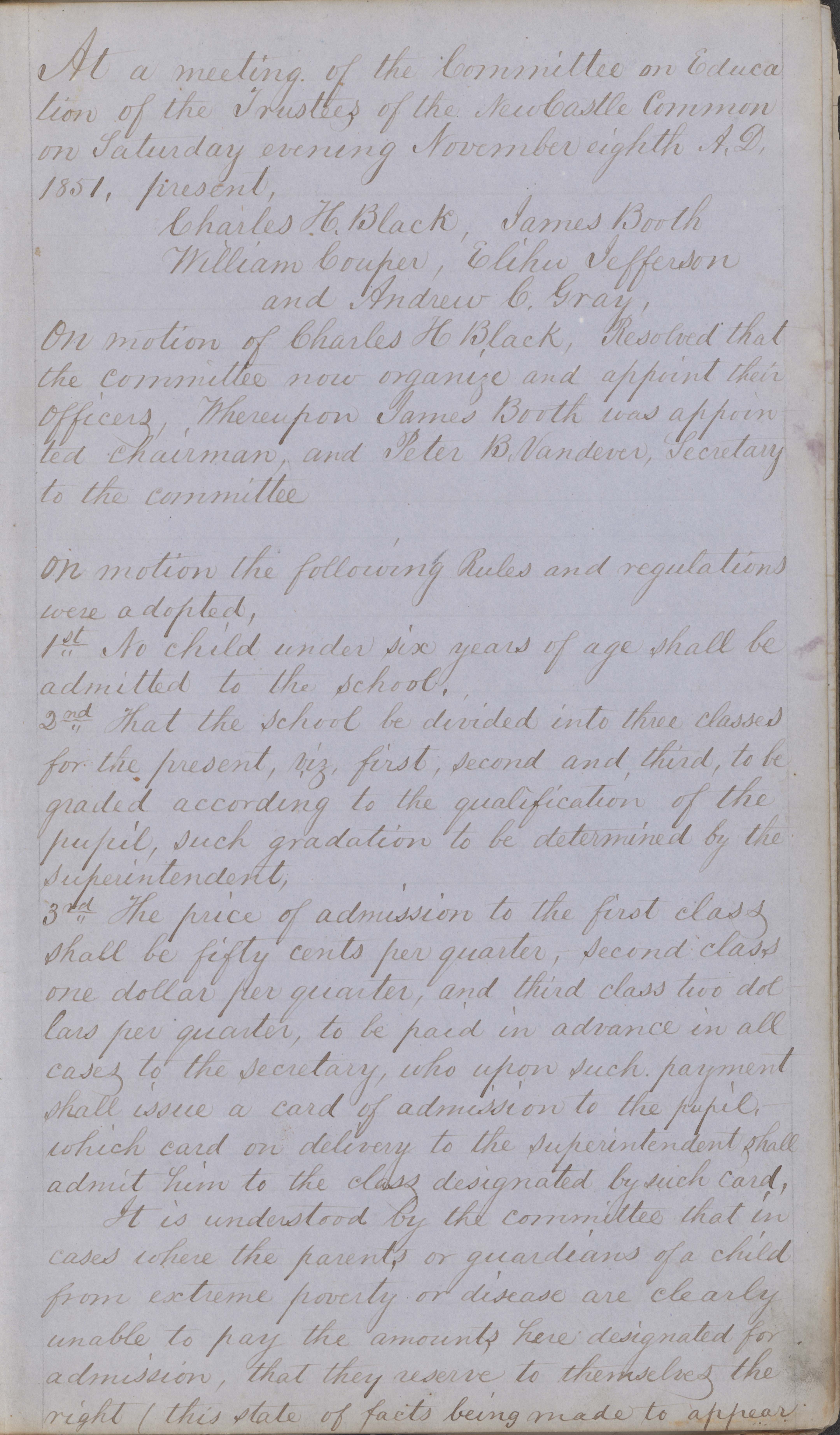 MSS 0097, Item 0093--Meeting minutes of the education committee of the Trustees of the New Castle Common