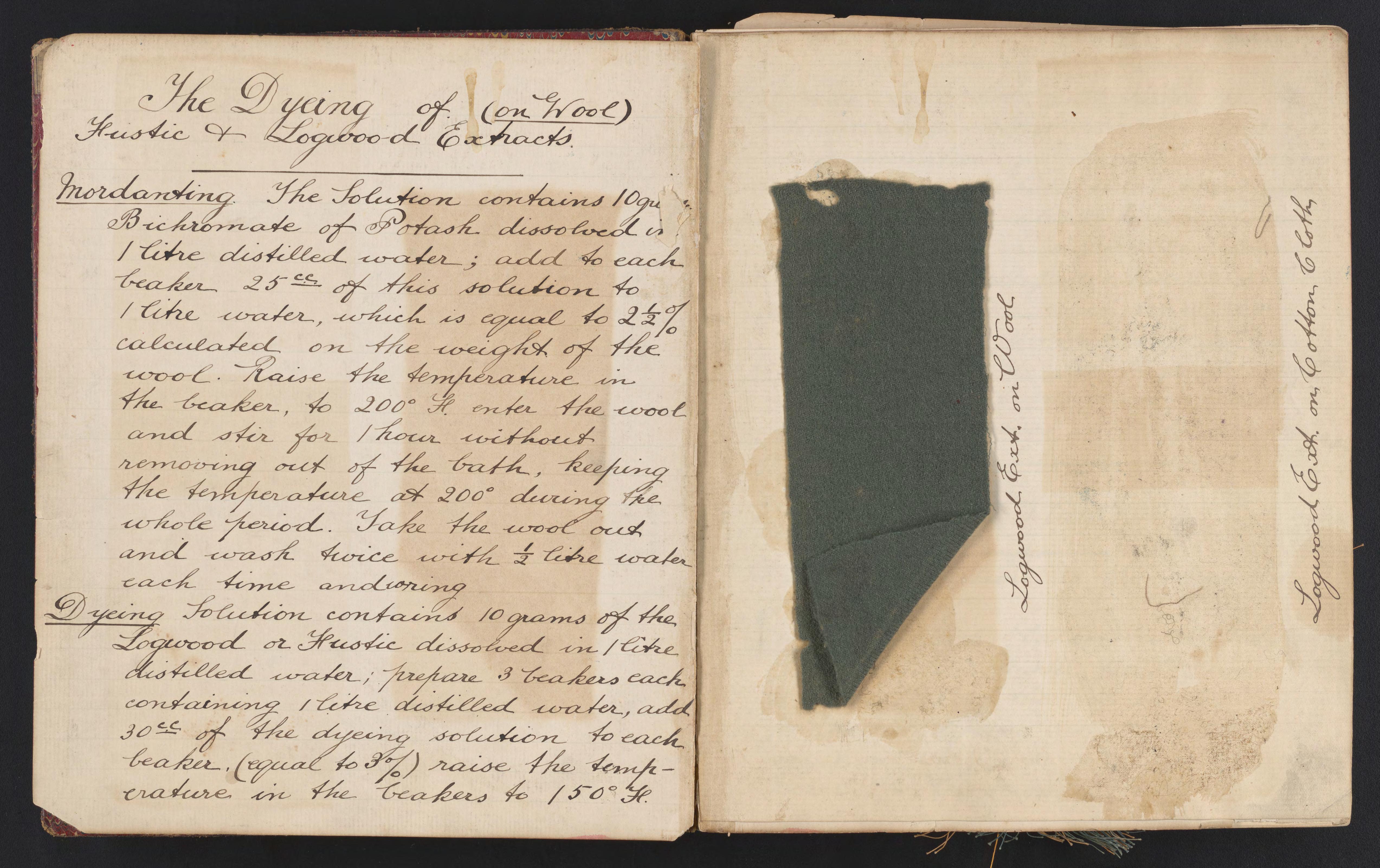 MSS 0097, Item 0171--John Motion Coats Laboratory notebook of dye recipes