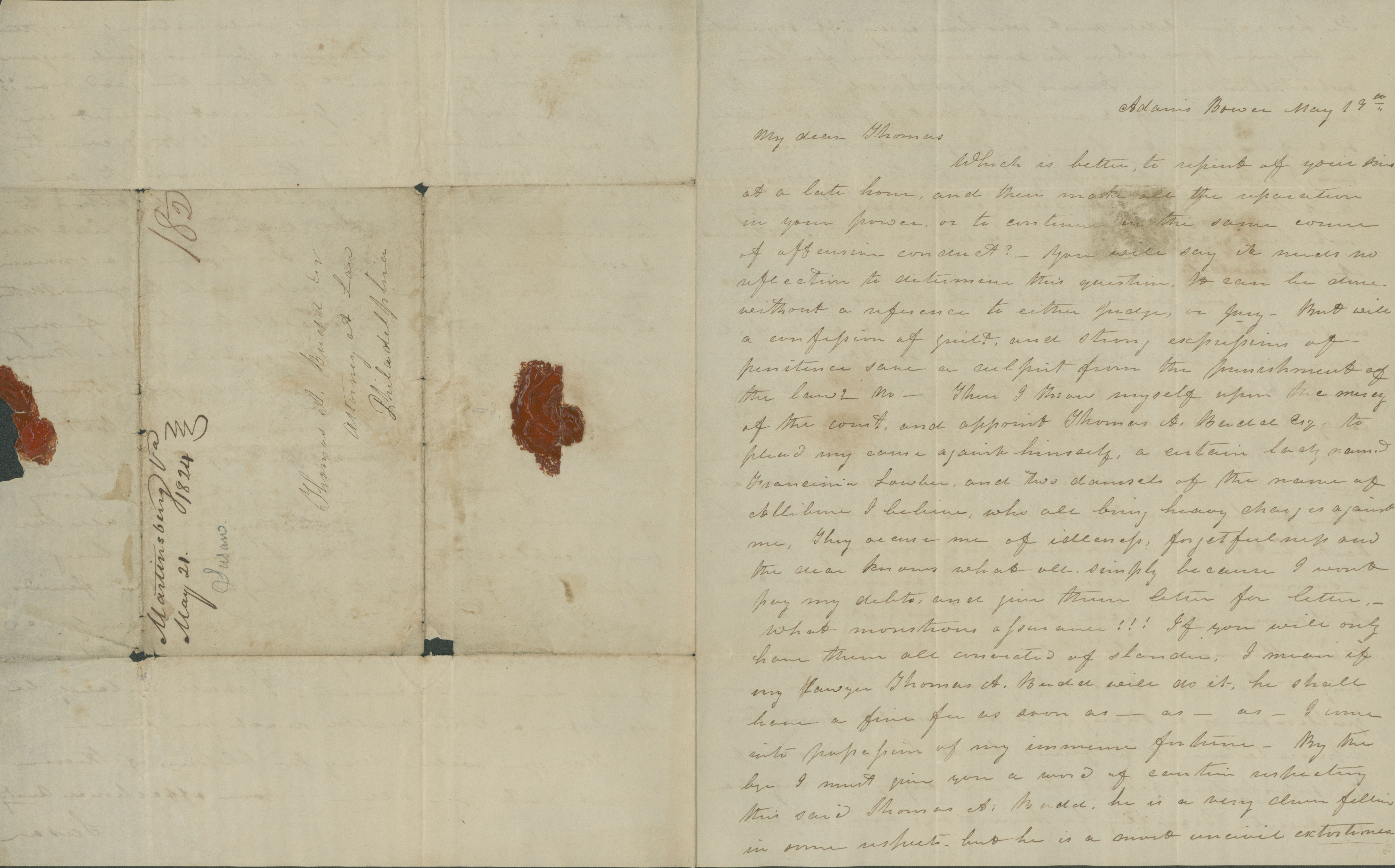 MSS 0540--Budd family papers--Series I. Letters, 1818-1889
