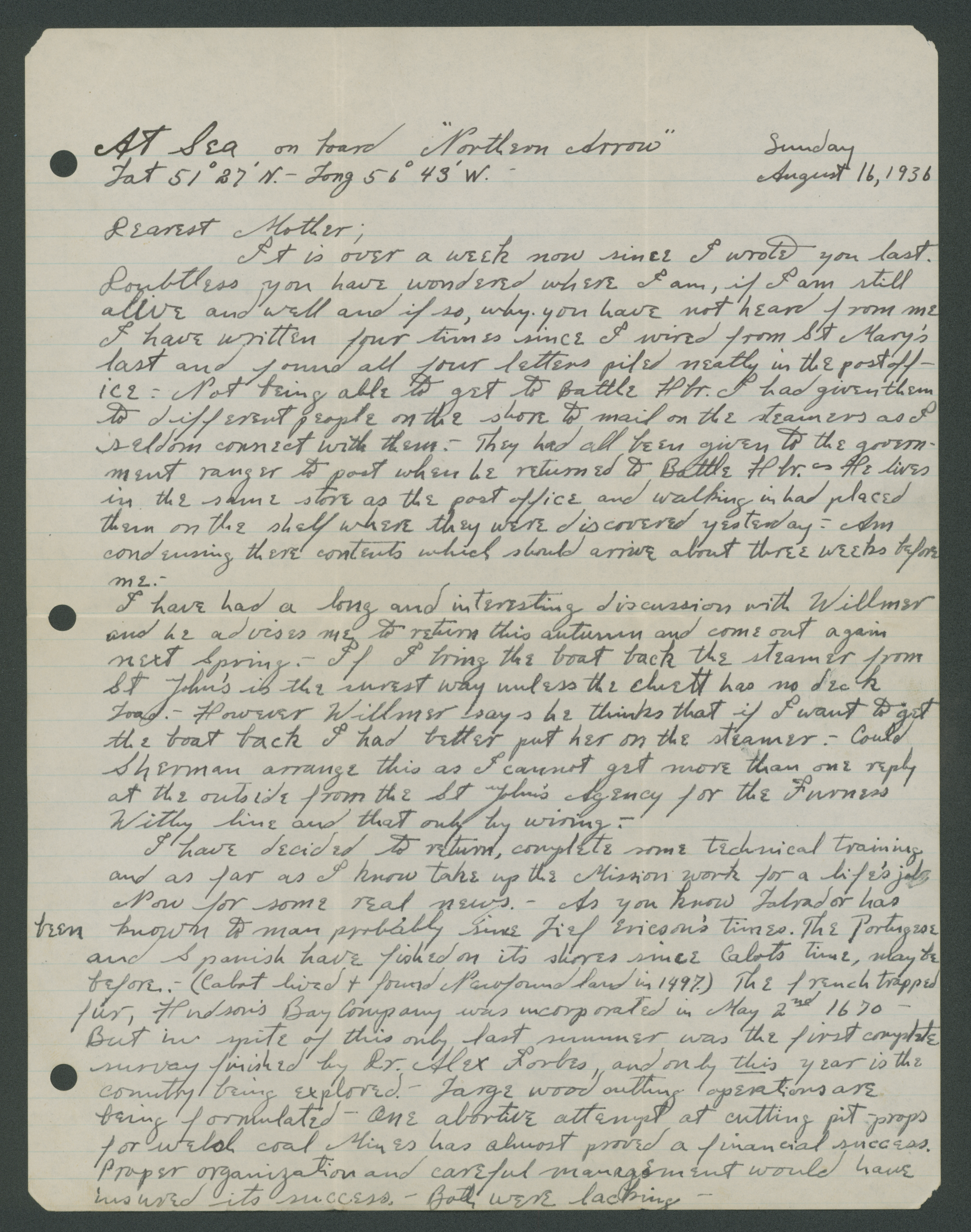 MSS 0758--Bates family papers--Series I.C. Letters from John C. Bates to Natica I. Bates, 1935 - 1938