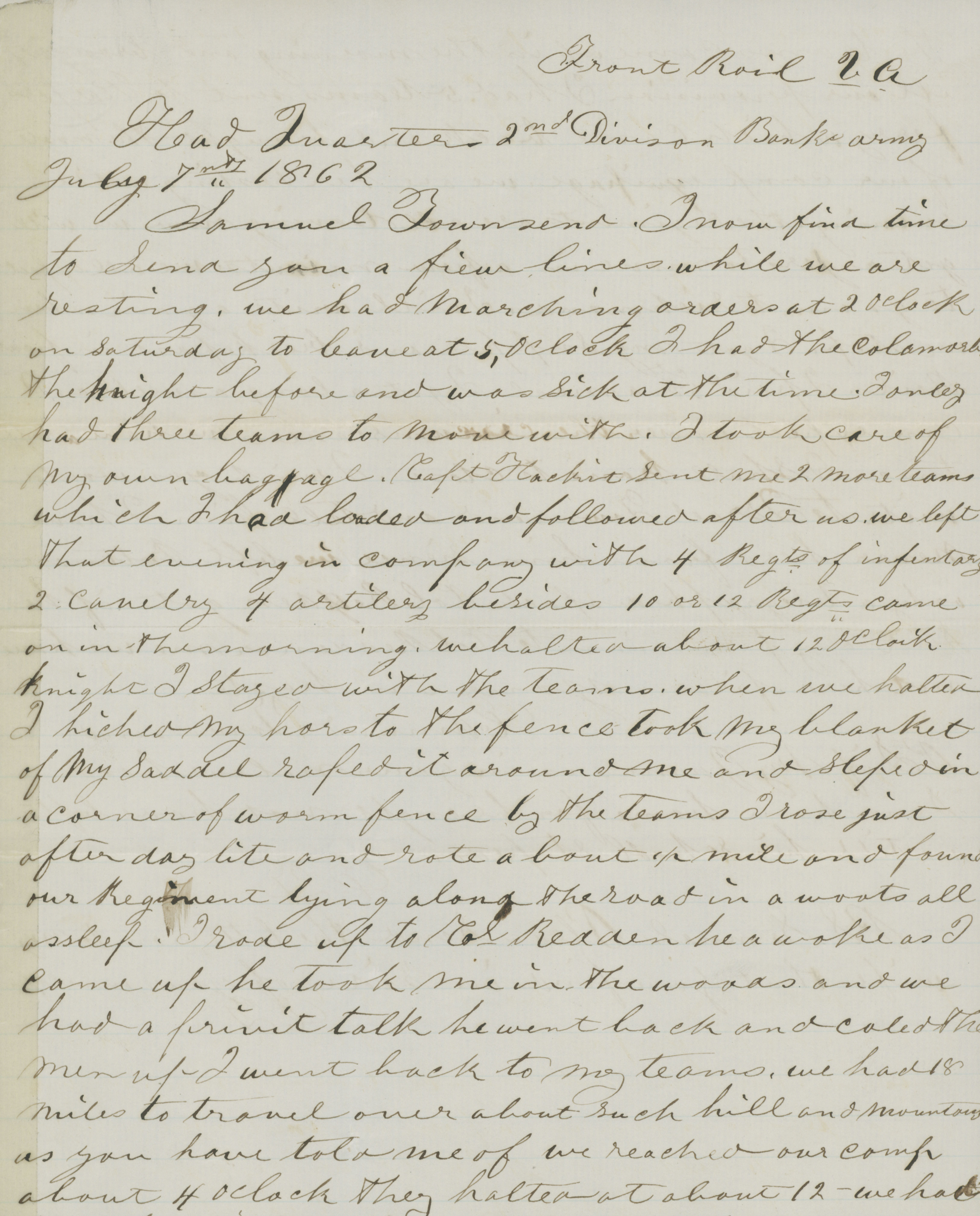 MSS 0445--Townsend family papers--Series IV. Civil War letters, 1862-1865