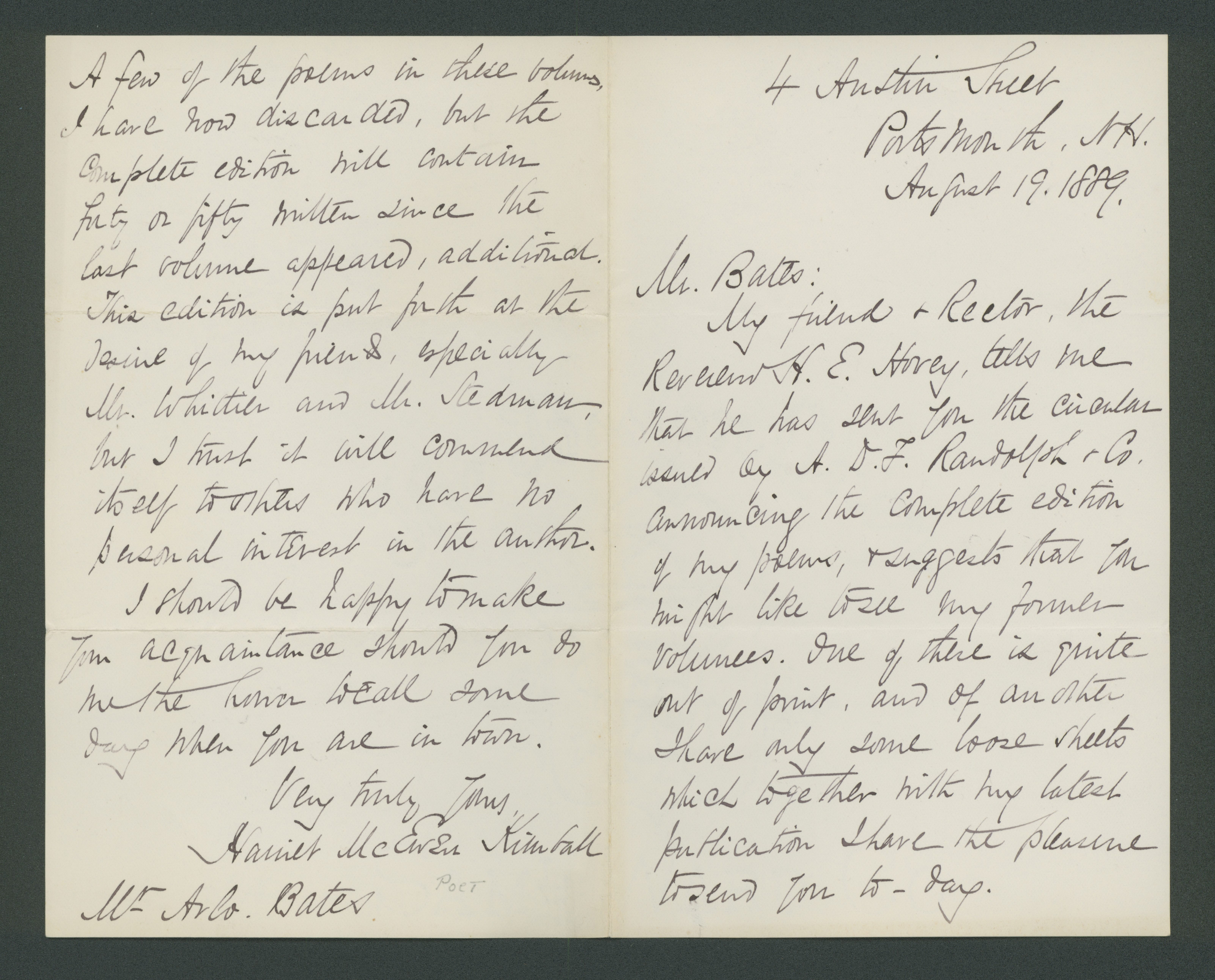 MSS 0758--Bates family papers--Series I.D. Letters to Bates family, 1881 - 1915